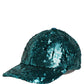 Dolce & Gabbana Men Green Cotton Sequin Baseball Cap 6 Panels Hat