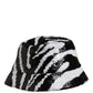 Dolce & Gabbana Men Black White Zebra Sequin Bucket Cap Hat