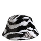 Dolce & Gabbana Men Black White Zebra Sequin Bucket Cap Hat