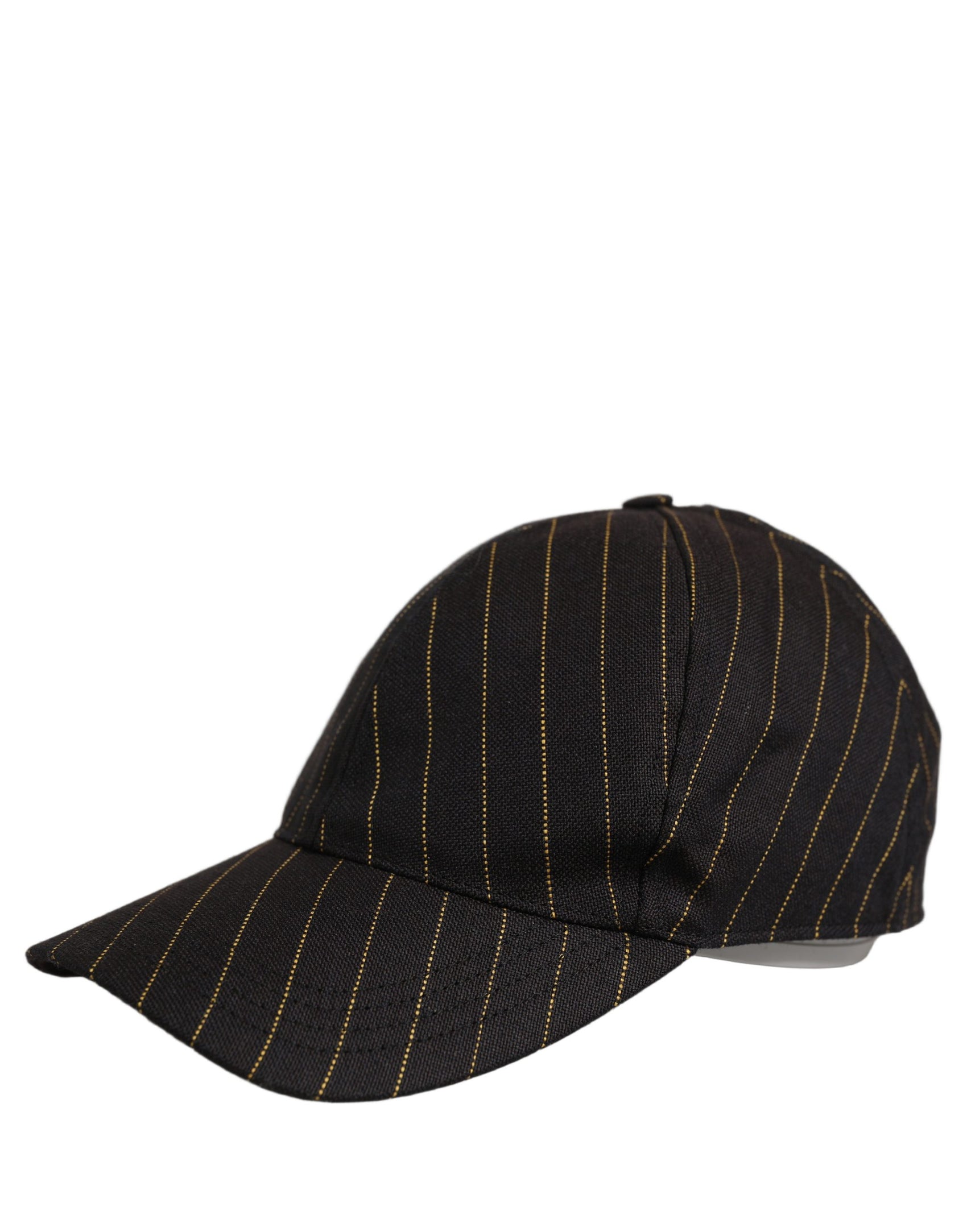 Dolce & Gabbana Black Gold Pinstriped Cotton Baseball Cap Hat