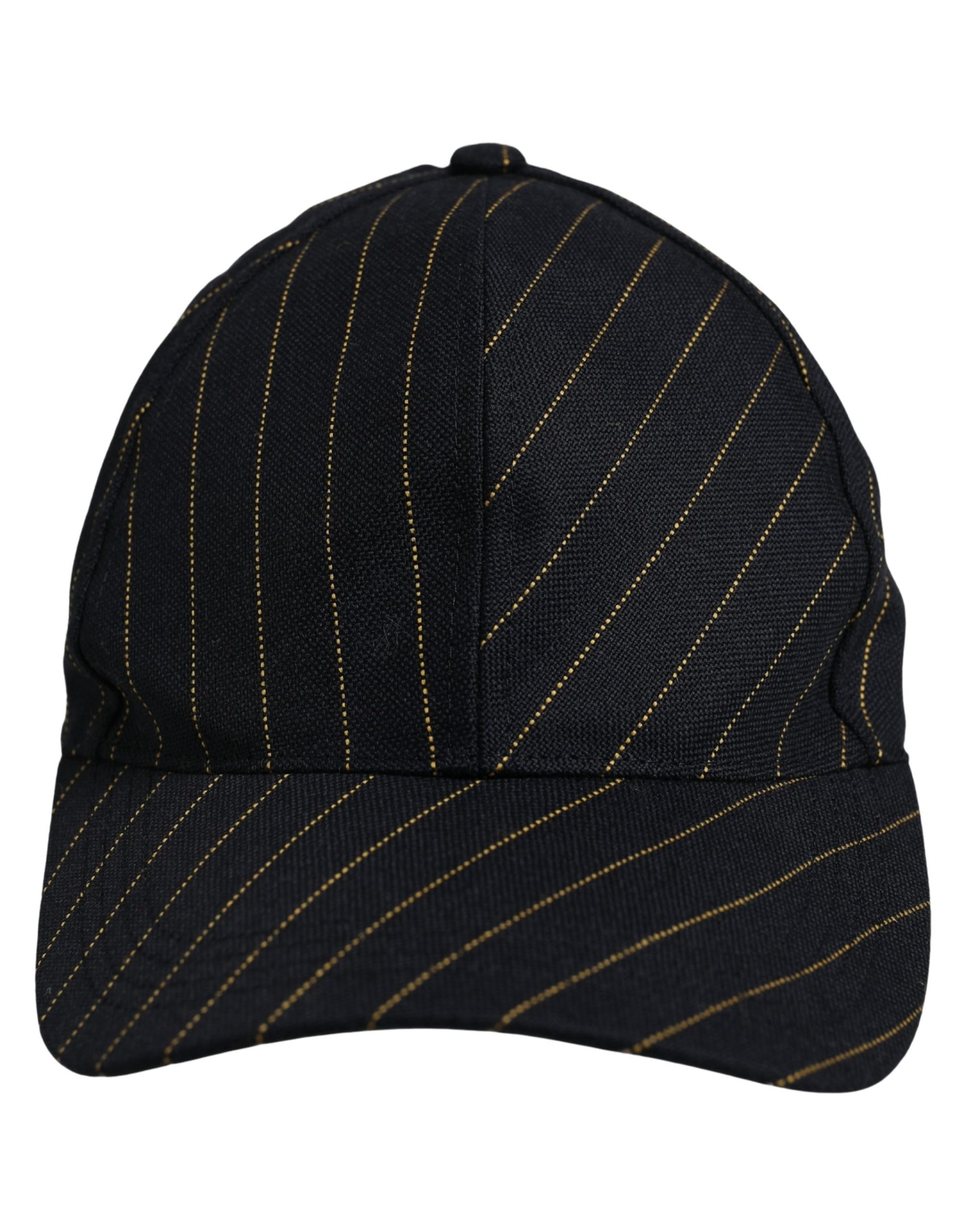 Dolce & Gabbana Black Gold Pinstriped Cotton Baseball Cap Hat