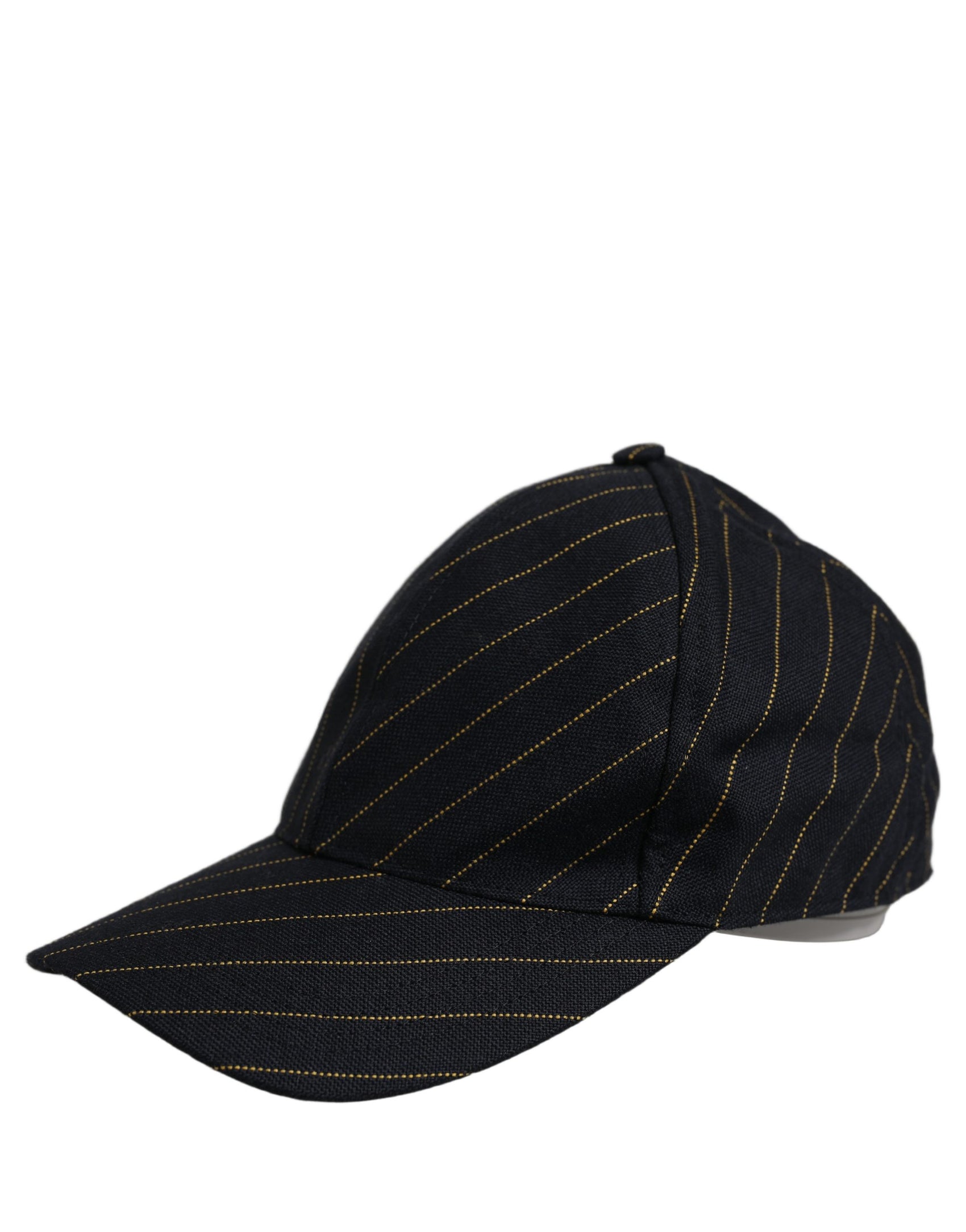 Dolce & Gabbana Black Gold Pinstriped Cotton Baseball Cap Hat