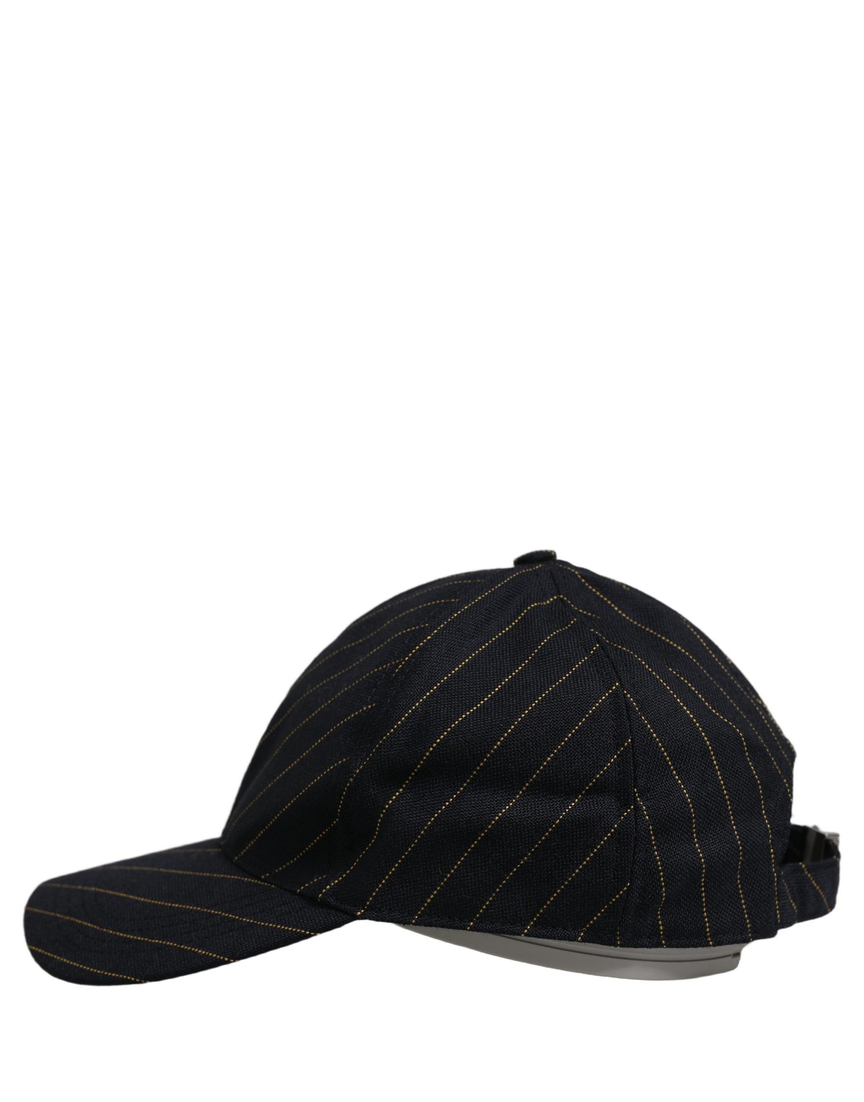 Dolce & Gabbana Black Gold Pinstriped Cotton Baseball Cap Hat