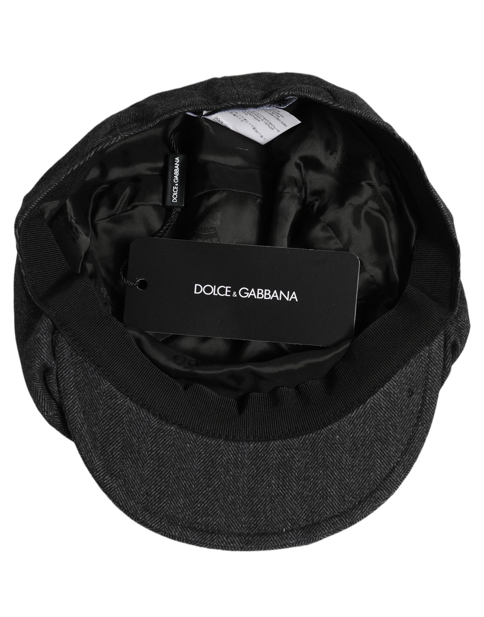 Dolce & Gabbana Men Black Cotton Flat Cloth Newsboy Cap Hat