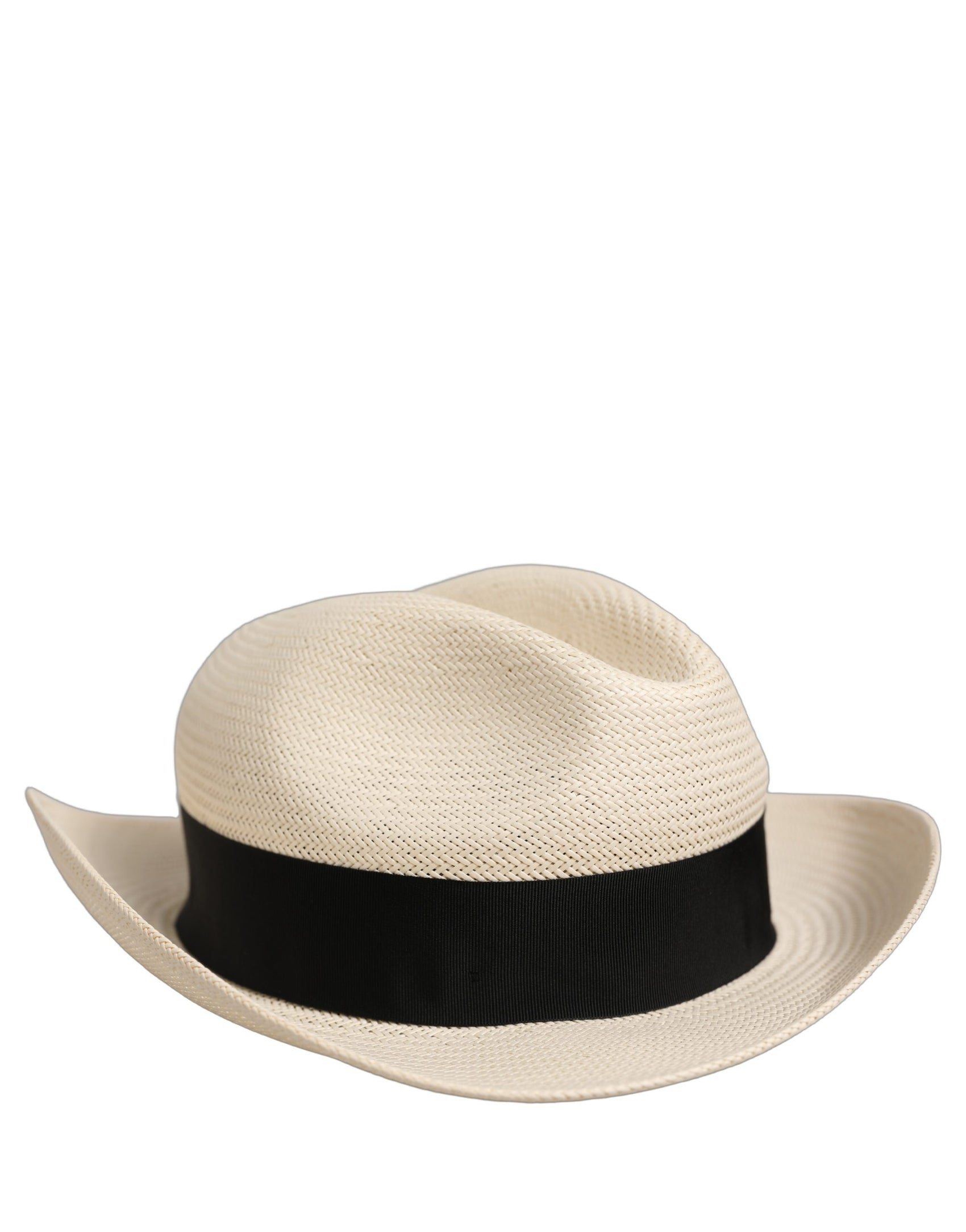 Dolce & Gabbana Men White Paper Straw Fedora Panama Capello Hat