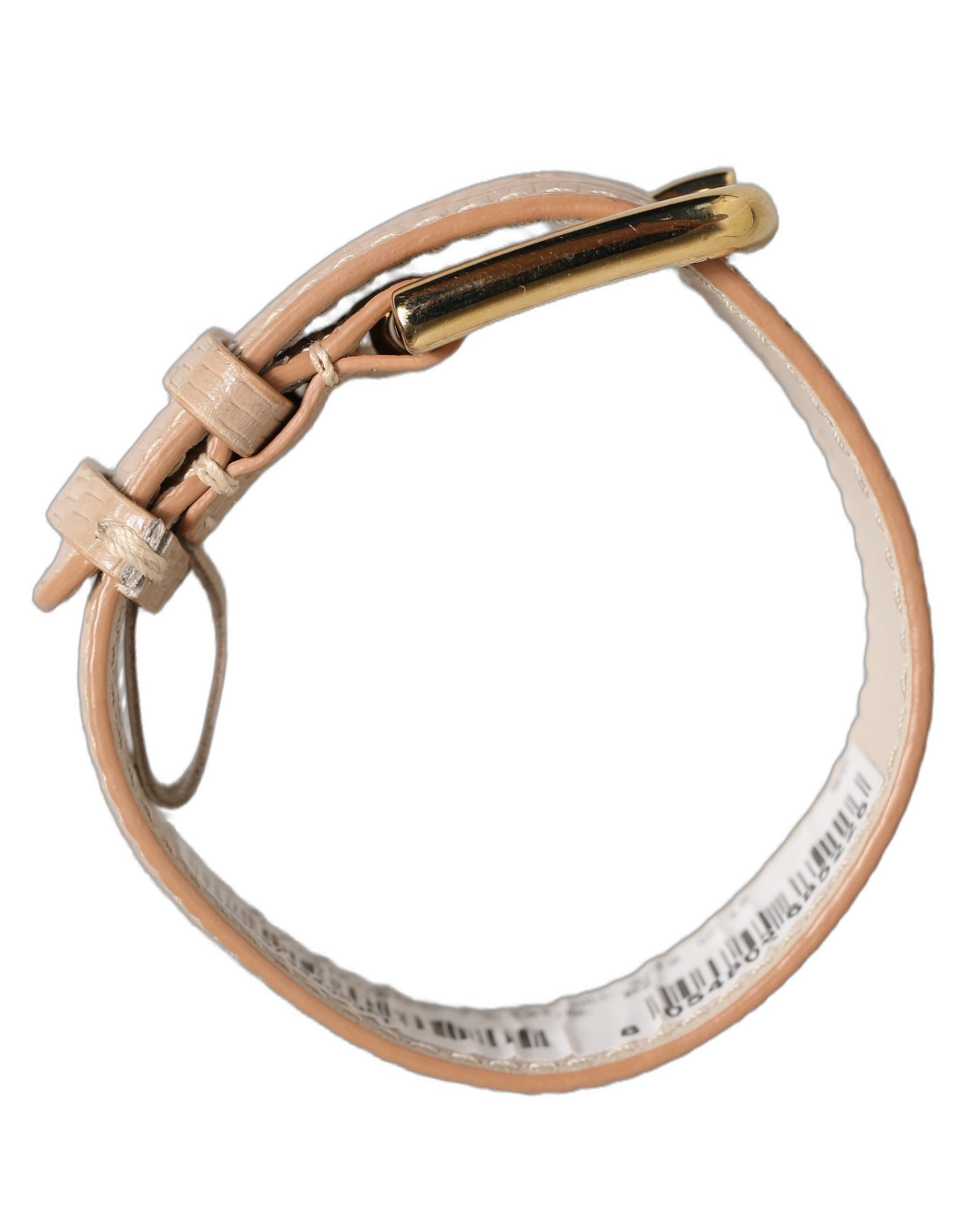 Dolce & Gabbana Beige Textured Leather Gold Buckle Belt Strap Bracelet
