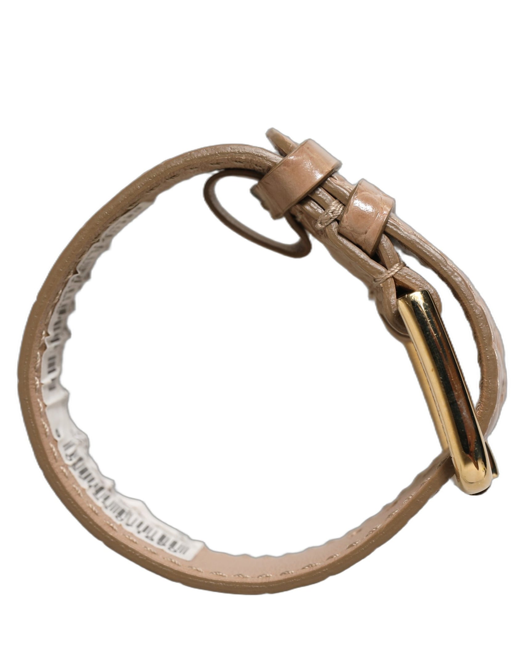 Dolce & Gabbana Brown Embossed Leather Gold Buckle Belt Strap Bracelet