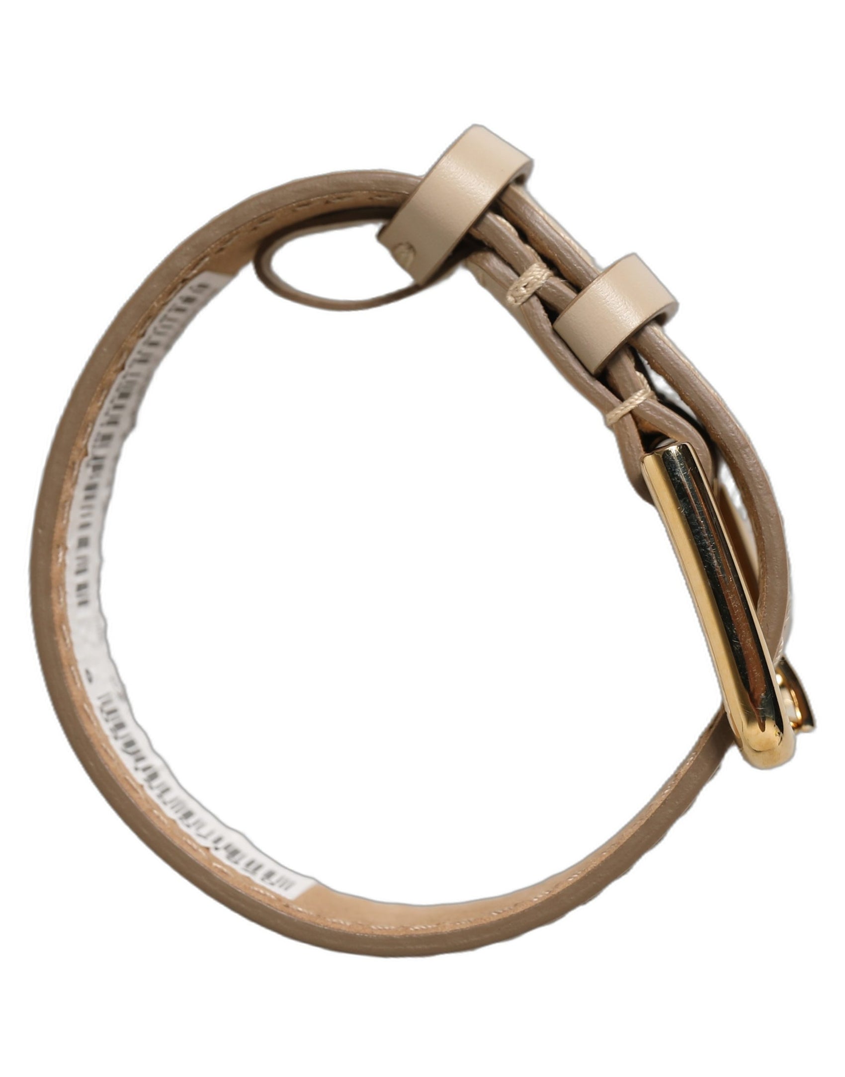 Dolce & Gabbana Beige Calfskin Leather Gold Buckle Belt Strap Bracelet