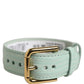 Dolce & Gabbana Green Textured Leather Gold Buckle Belt Strap Bracelet