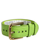 Dolce & Gabbana Green Textured Leather Gold Buckle Belt Strap Bracelet