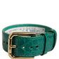 Dolce & Gabbana Green Embossed Leather Gold Buckle Belt Strap Bracelet