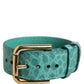 Dolce & Gabbana Blue Embossed Leather Gold Buckle Belt Strap Bracelet