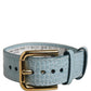 Dolce & Gabbana Blue Embossed Leather Gold Buckle Belt Strap Bracelet