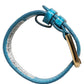 Dolce & Gabbana Blue Embossed Leather Gold Buckle Belt Strap Bracelet