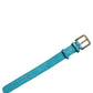 Dolce & Gabbana Turquoise Texture Leather Gold Buckle Belt Strap Bracelet