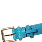 Dolce & Gabbana Turquoise Texture Leather Gold Buckle Belt Strap Bracelet
