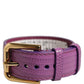 Dolce & Gabbana Purple Textured Leather Gold Buckle Belt Strap Bracelet