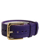 Dolce & Gabbana Violet Textured Leather Gold Buckle Belt Strap Bracelet