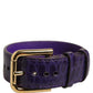 Dolce & Gabbana Violet Embossed Leather Gold Buckle Belt Strap Bracelet