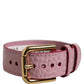 Dolce & Gabbana Pink Embossed Leather Gold Buckle Belt Strap Bracelet