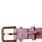 Dolce & Gabbana Pink Embossed Leather Gold Buckle Belt Strap Bracelet