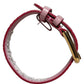 Dolce & Gabbana Pink Embossed Leather Gold Buckle Belt Strap Bracelet