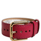 Dolce & Gabbana Red Calfskin Leather Gold Buckle Belt Strap Bracelet