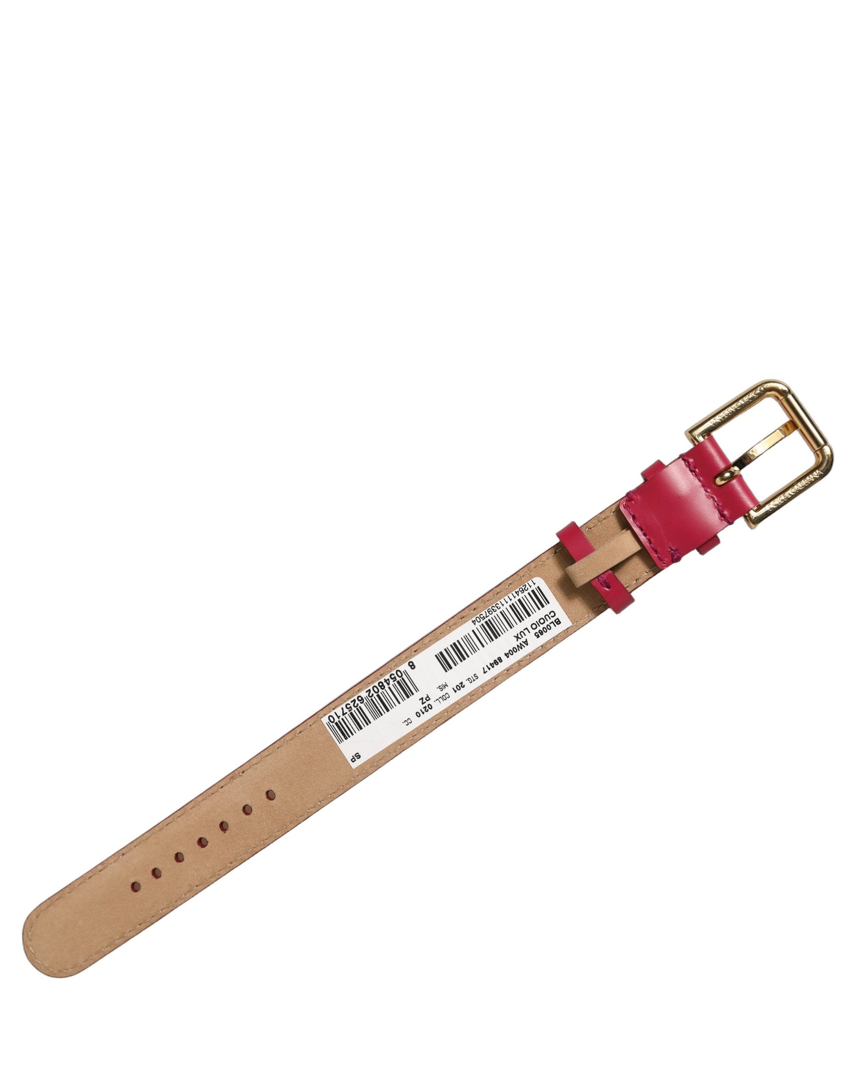 Dolce & Gabbana Red Calfskin Leather Gold Buckle Belt Strap Bracelet