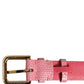 Dolce & Gabbana Pink Textured Leather Gold Buckle Belt Strap Bracelet
