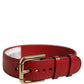 Dolce & Gabbana Red Calfskin Leather Gold Buckle Belt Strap Bracelet