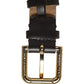 Dolce & Gabbana Black Calfskin Leather Gold Buckle Belt Strap Bracelet