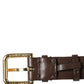Dolce & Gabbana Brown Calfskin Leather Gold Buckle Belt Strap Bracelet