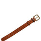 Dolce & Gabbana Brown Textured Leather Gold Buckle Belt Strap Bracelet