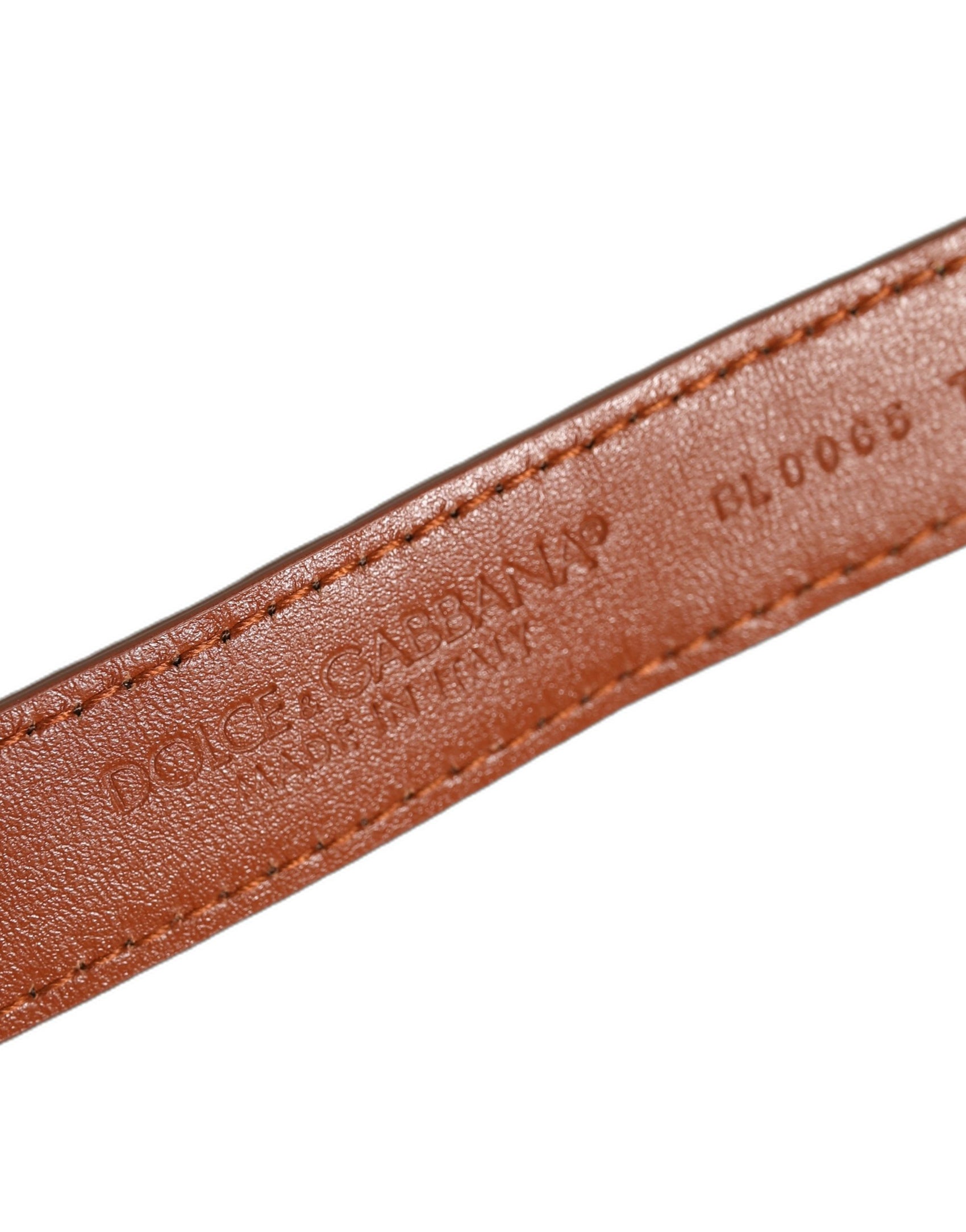 Dolce & Gabbana Brown Textured Leather Gold Buckle Belt Strap Bracelet