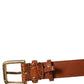 Dolce & Gabbana Brown Textured Leather Gold Buckle Belt Strap Bracelet