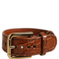 Dolce & Gabbana Brown Textured Leather Gold Buckle Belt Strap Bracelet