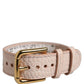 Dolce & Gabbana Pink Embossed Leather Gold Buckle Belt Strap Bracelet