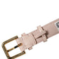 Dolce & Gabbana Pink Embossed Leather Gold Buckle Belt Strap Bracelet