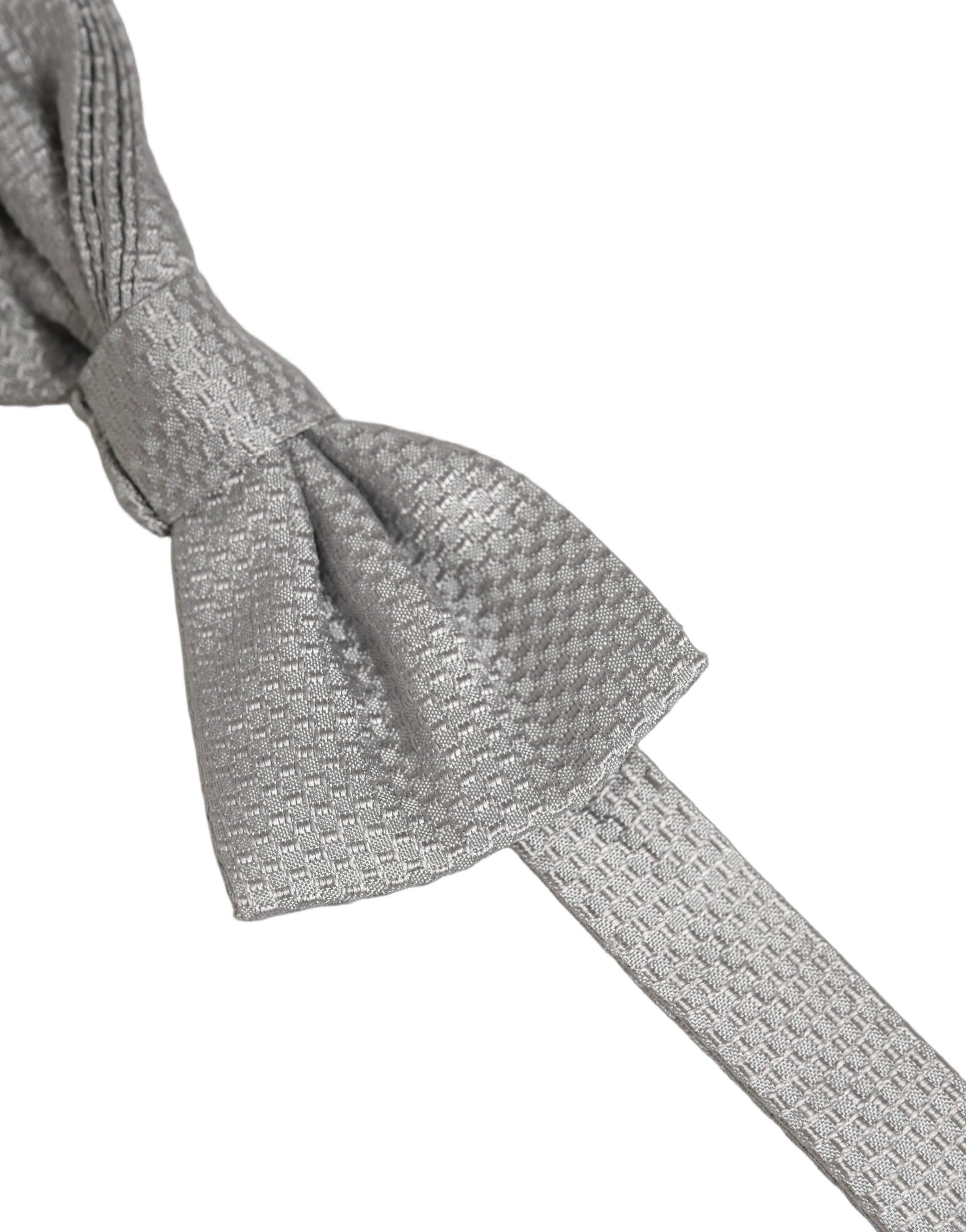 Dolce & Gabbana Men Gray 100% Silk Adjustable Neck Papillon Bow Tie