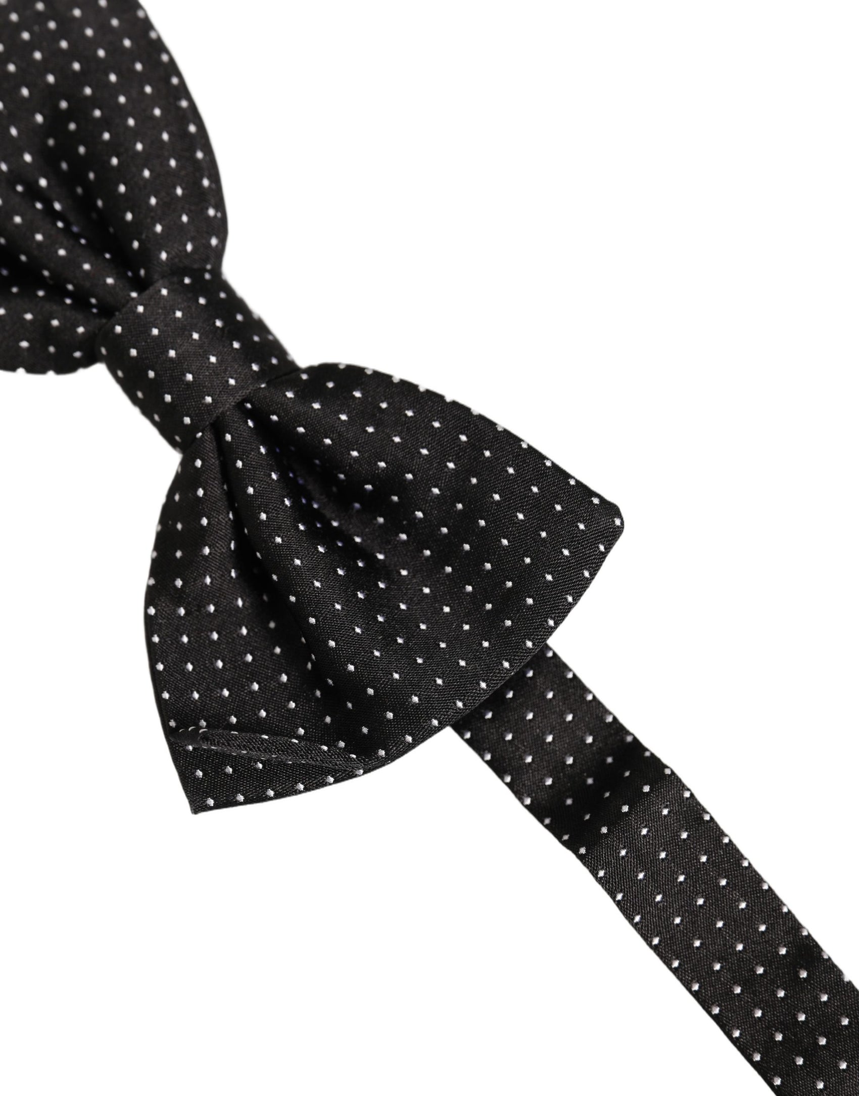 Dolce & Gabbana Men Black Polka Dot Silk Adjustable Neck Papillon Bow Tie
