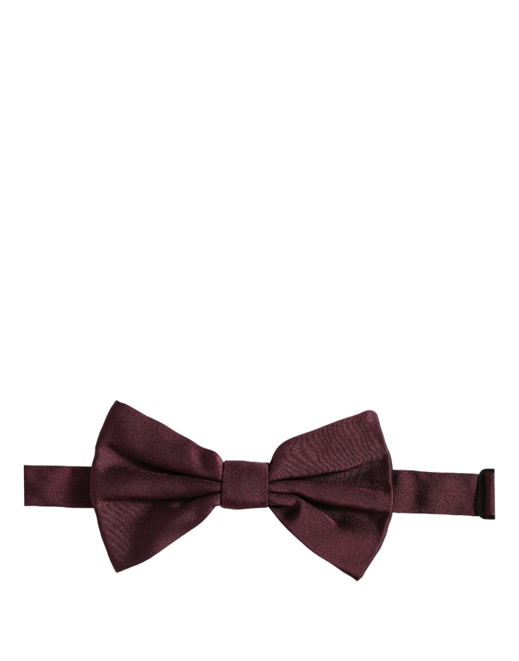 Dolce & Gabbana Men Maroon 100% Silk Adjustable Neck Papillon Bow Tie