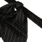Dolce & Gabbana Men Black Pinstripe Silk Adjustable Neck Papillon Bow Tie