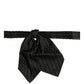 Dolce & Gabbana Men Black Pinstripe Silk Adjustable Neck Papillon Bow Tie