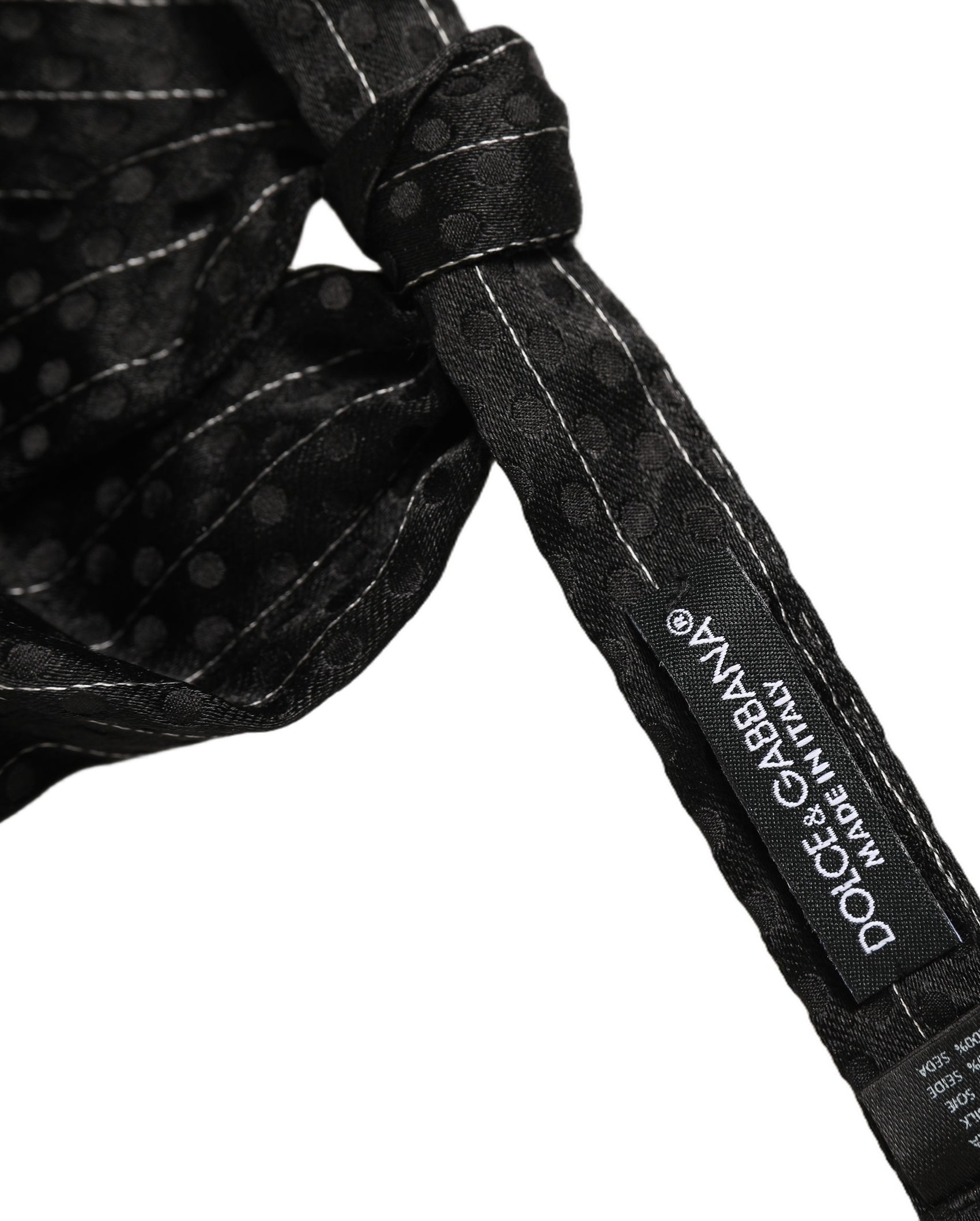 Dolce & Gabbana Men Black Pinstripe Silk Adjustable Neck Papillon Bow Tie