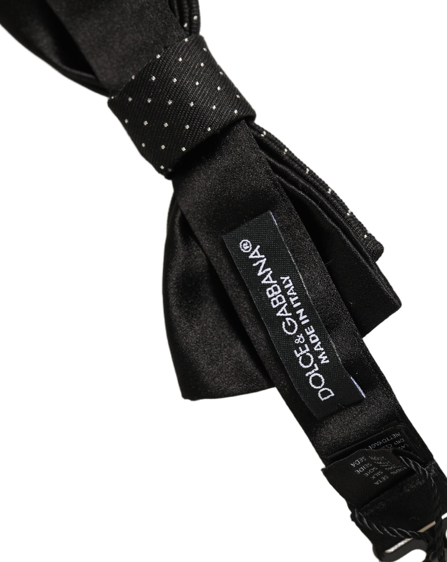 Dolce & Gabbana Men Black DG Polka Dot Adjustable Neck Papillon Bow Tie