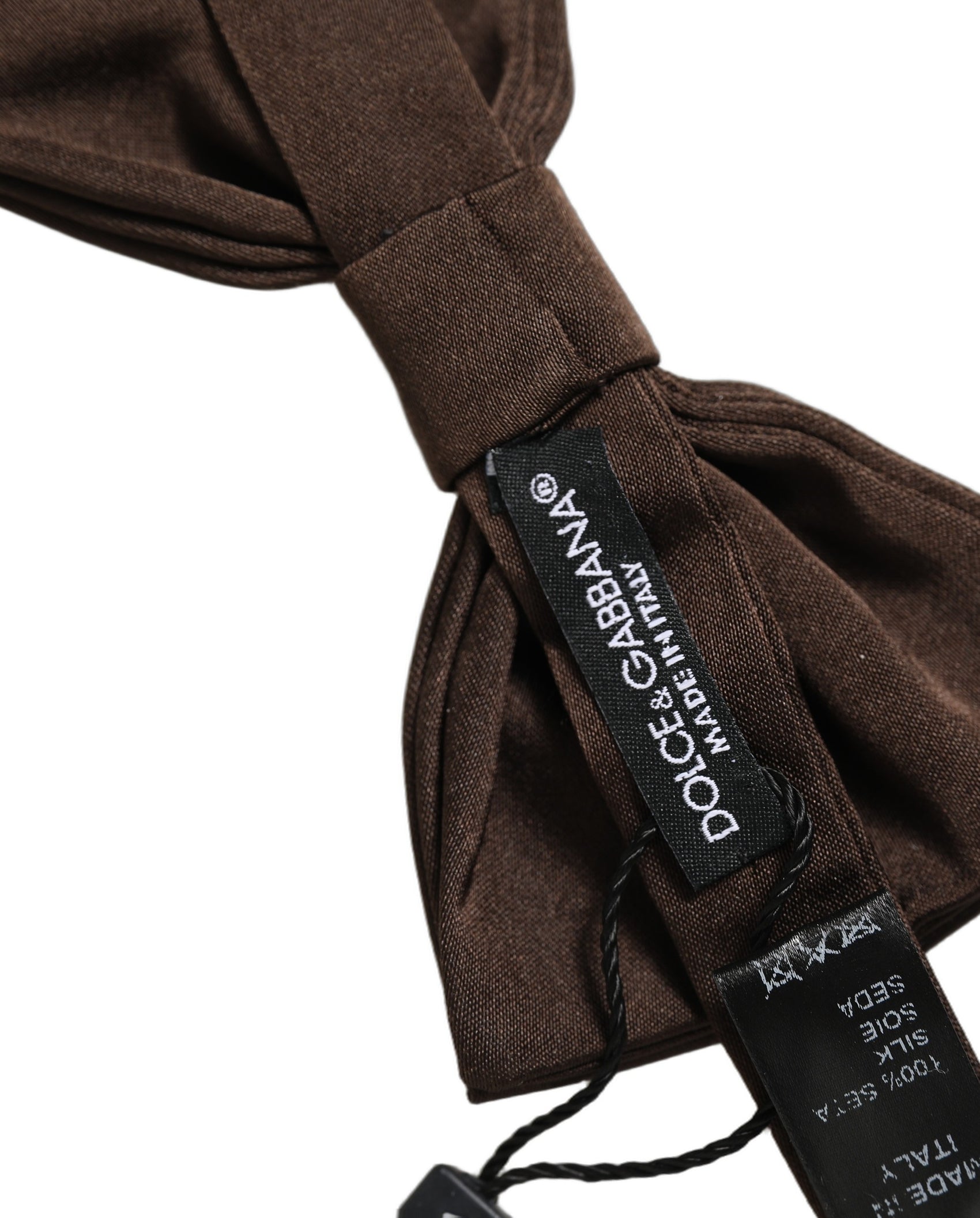 Dolce & Gabbana Men Brown 100% Silk Adjustable Neck Papillon Bow Tie