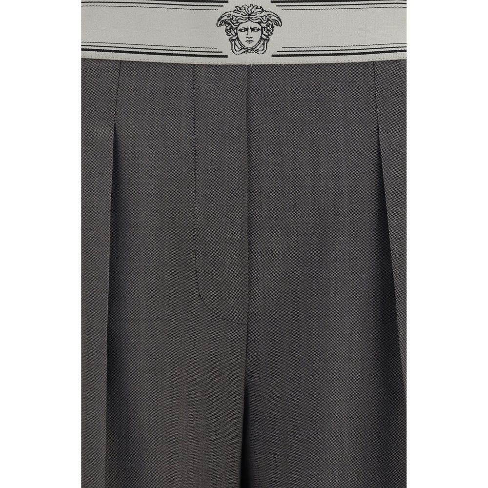Versace Gray Wool Oves Aries Pants