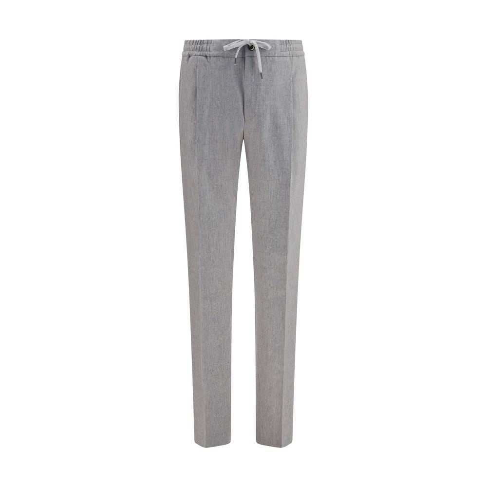 PT Torino Gray Wool Oves Aries Casual Pants