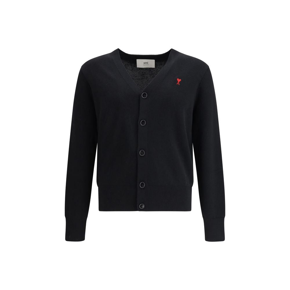 Ami Paris Black Wool Oves Aries Cardigan
