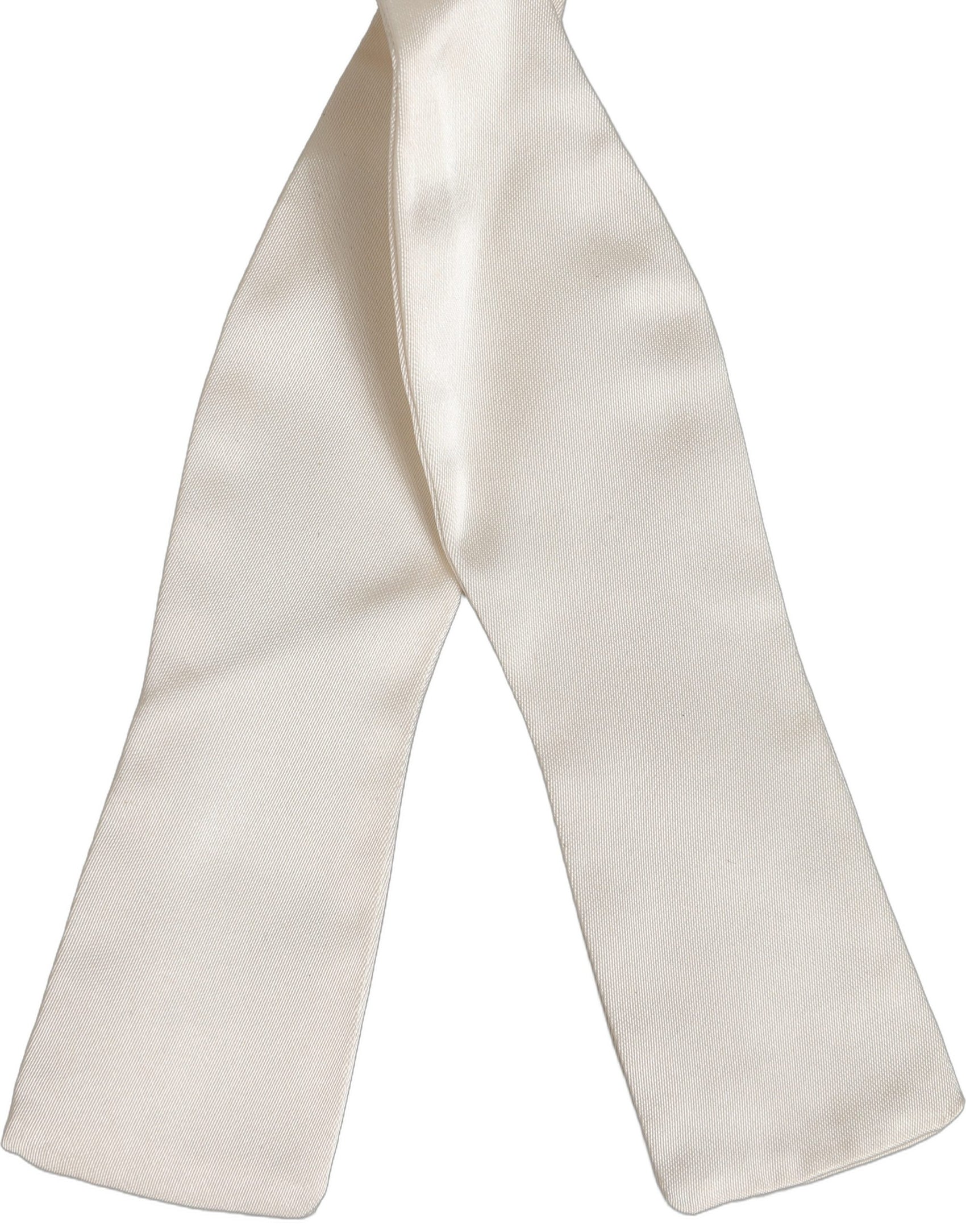 Dolce & Gabbana Men White 100% Silk Adjustable Neck Papillon Bow Tie
